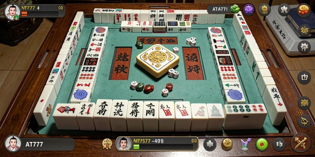Gameplay menarik AT777 dengan ubin Mahjong yang berwarna-warni.