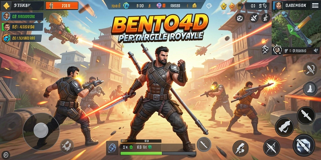 Gambaran gameplay mendebarkan di arena Battle Royale BENTO4D.