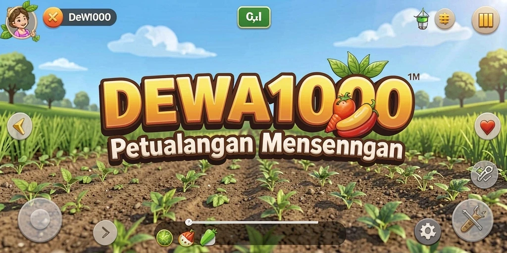 Tampilan gameplay <strong>DEWA1000</strong> saat mengelola kebun yang subur.