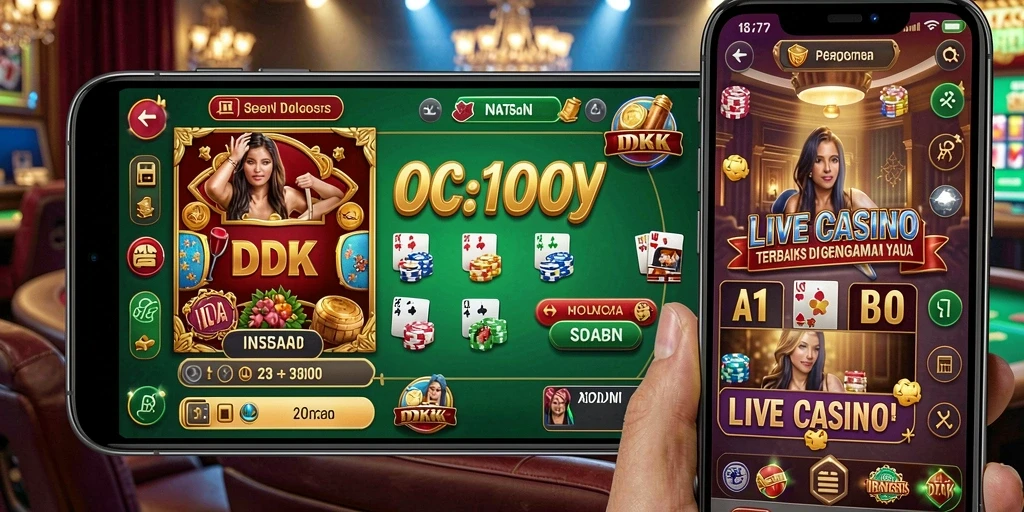 Screenshot gameplay DKK yang menampilkan dealer langsung dalam aksi.