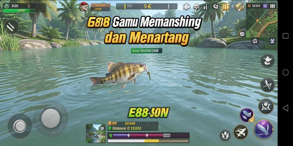 Screenshot gameplay E88 menampilkan aksi memancing yang seru dan realistis.