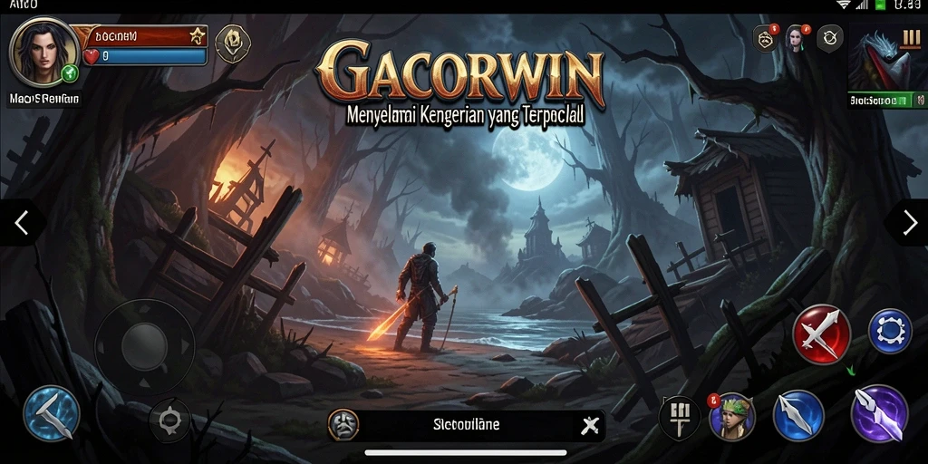 Screenshot gameplay GACORWIN yang menunjukkan atmosfer menakutkan dan mencekam.