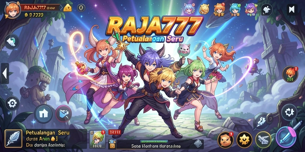 Tampilan gameplay RAJA777 yang mengagumkan dengan karakter anime.